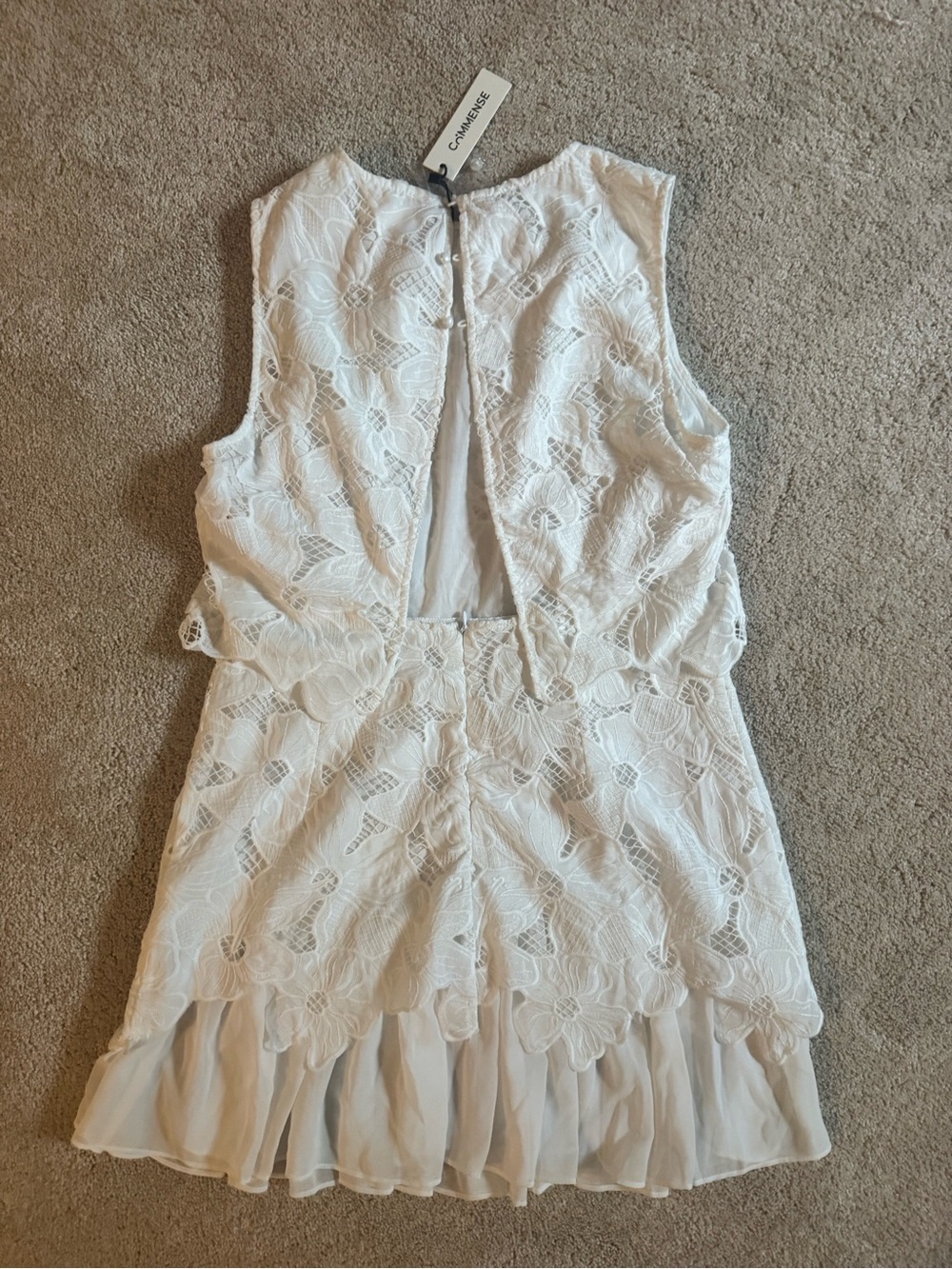 Commense White Floral Lace Mini Dress - Picture 9 of 10